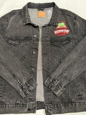 Universal Black Washed Denim Jacket with Horror Nights Patch